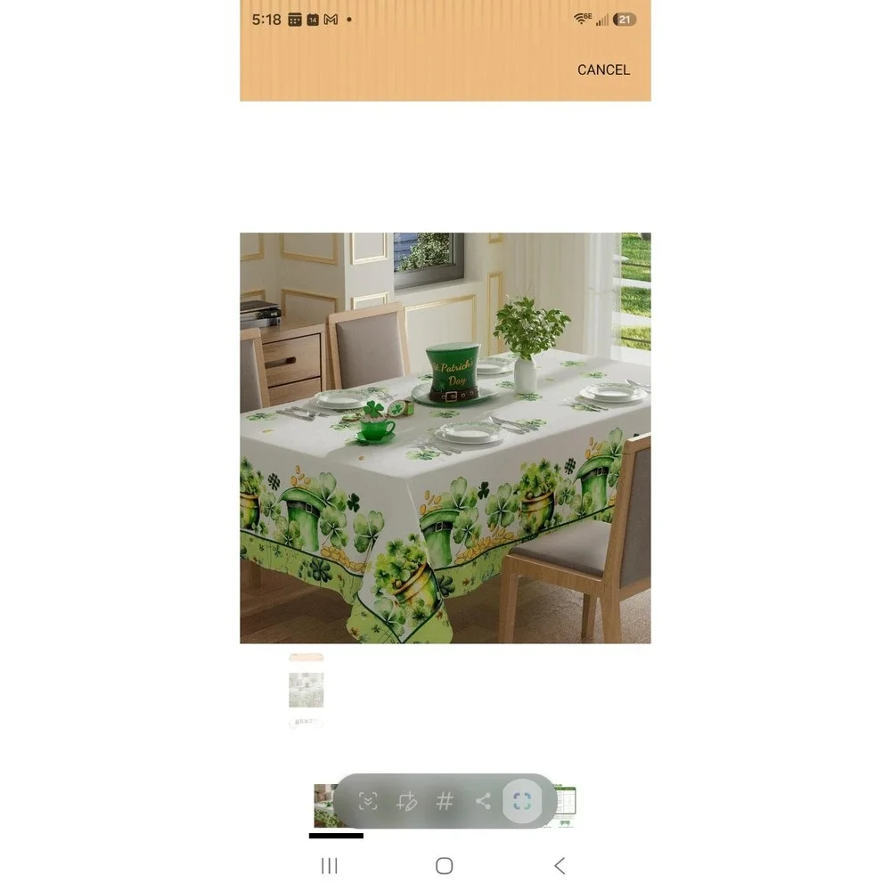 St. Patrick's Day Shamrock Tablecloth Rectangle 60x104 Washable